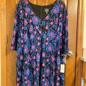 NWT Adrianna Papell Women's 24W Marrakesh Embroidered Trapeze Dress